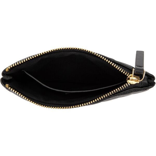 Leather quilted pouch small, black