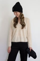 Chunky rib beanie w logo, black