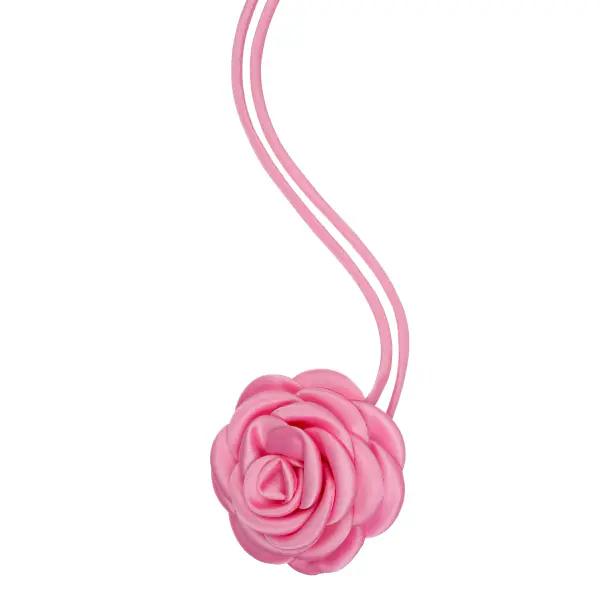 Satin rose brooch, bubblegum pink
