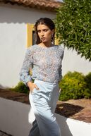 Rosette blouse, bleu ciel