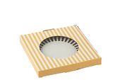 Box of 4 plate striped porcelain, gold colored/white