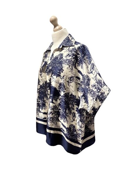 Blouse with Toile De Jouy print, navy