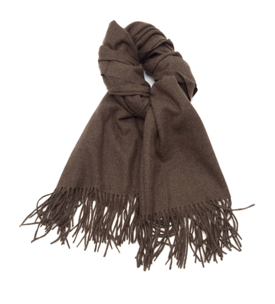 Scarf blended with cashmere, dark brown