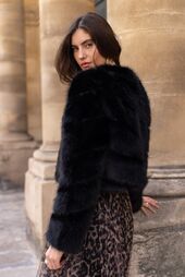 Paula faux fur jacket, noir