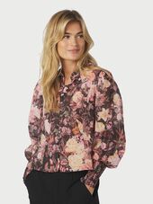 Gilda big flower blouse, black