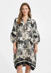 Dress with Toile De Jouy print, black