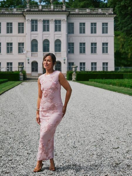 Tiranna big flower mesh dress, light pink