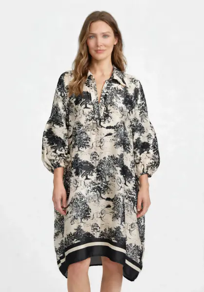 Dress with Toile De Jouy print, black