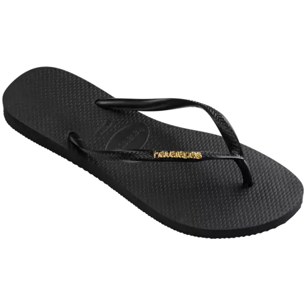 Slim logo metallic, black/golden