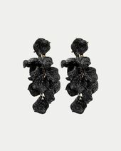 Leaf Earrings Mini, Black Glitter