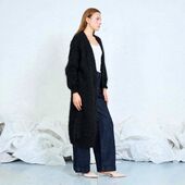 Long mohair cardigan, black