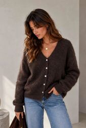 Cashmere blend cardigan, brown