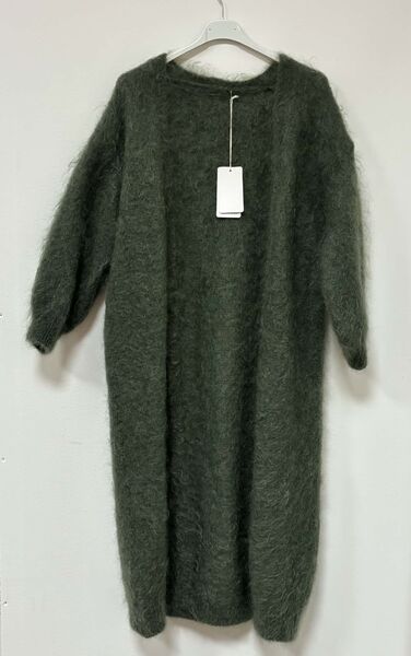 Long mohair cardigan, khaki