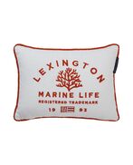 Marine life organic cotton canvas pillow 30x40, white/apricot