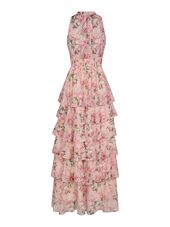Marli flower chiffon dress, rose