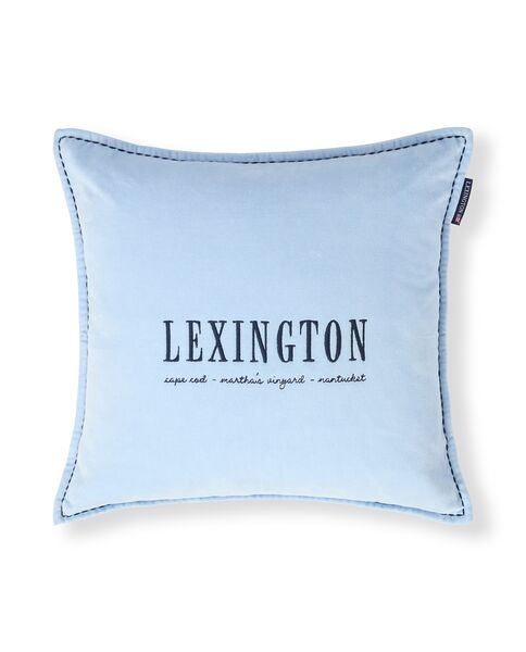 Logo Organic Cotton Velvet Pillow Cover 50x50, Blue