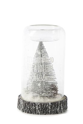 MERRY CHRISTMAS TEALIGHT HOLDER SILVER