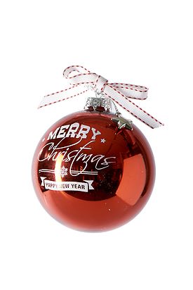 MERRY CHRISTMAS GLOSS ORNAMENT RUBY RED DIA 10