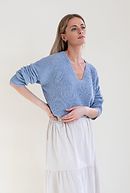 Linen v-neck knit, light blue