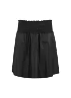 Leather A-line skirt, black