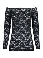 Casadi lace flower blouse, black