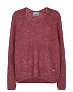 Thora V-neck knit, oxblood red